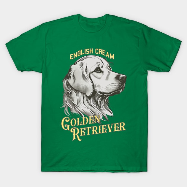 English Cream Golden Retriever Vintage Art T-Shirt by RogerTheCat